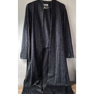 Vintage 2 Pcs Tank Top Silver Metallic Costume And Long Cardigan Sz 8 V5